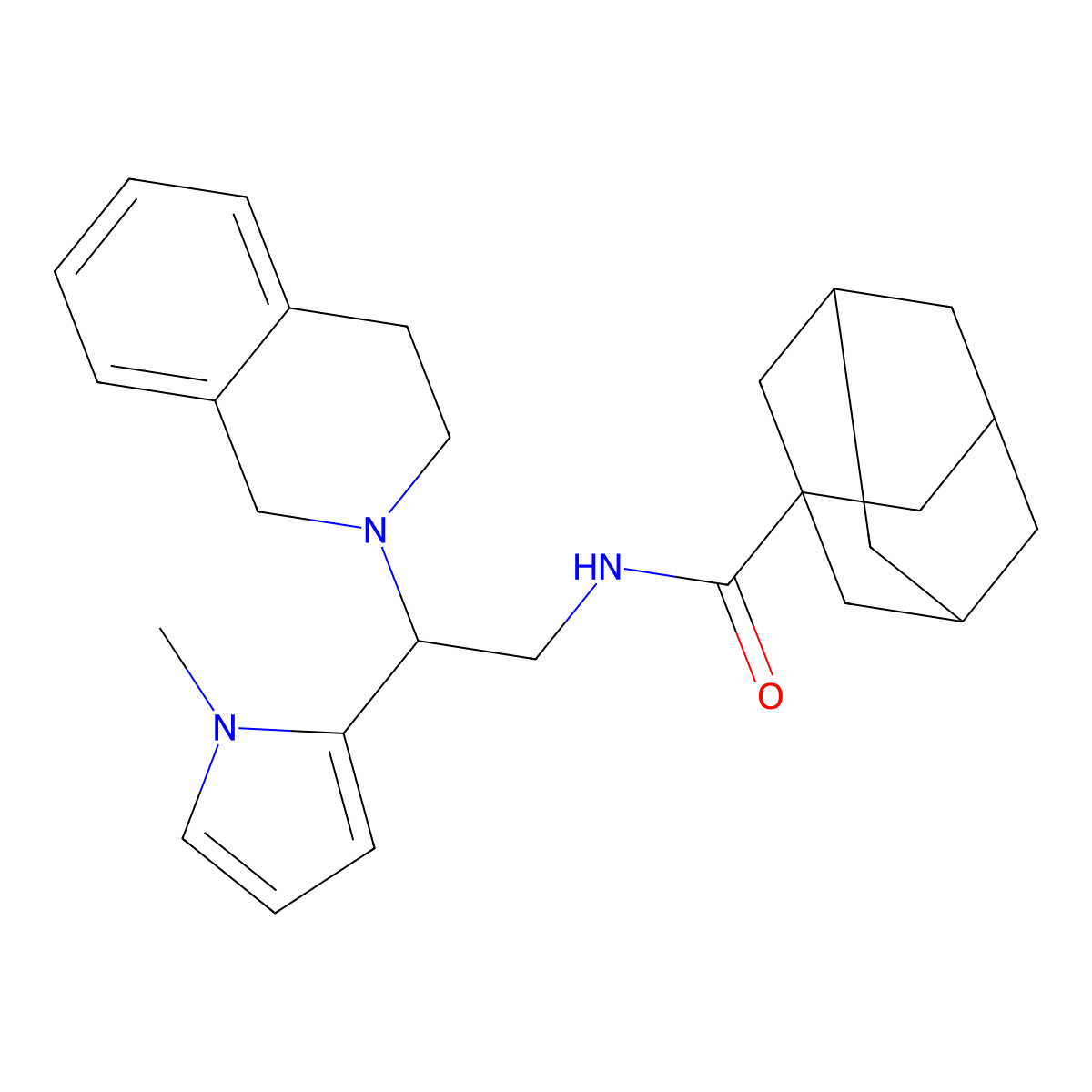 N-[2-(1-methyl-1H-pyrrol-2-yl)-2-(1,2,3,4-tetrahydroisoquinolin-2-yl)ethyl]adamantane-1-carboxamide molecular structure, CAS 1049404-74-1