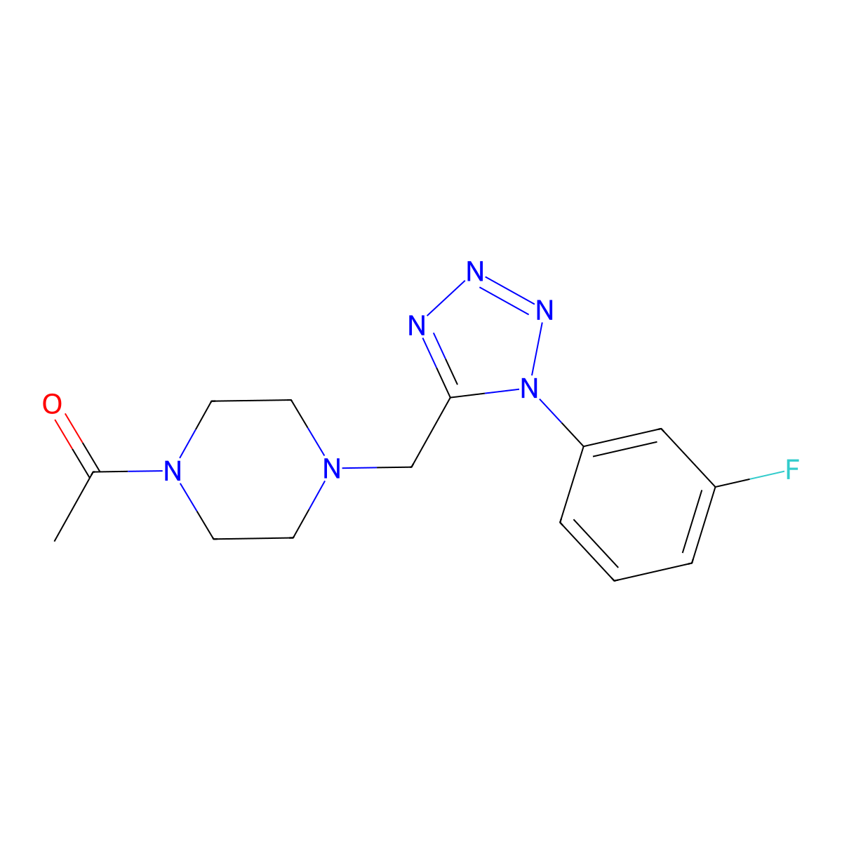 1-(4-((1-(3-fluorophenyl)-1H-tetrazol-5-yl)methyl)piperazin-1-yl)ethanone molecular structure, CAS 1049405-32-4