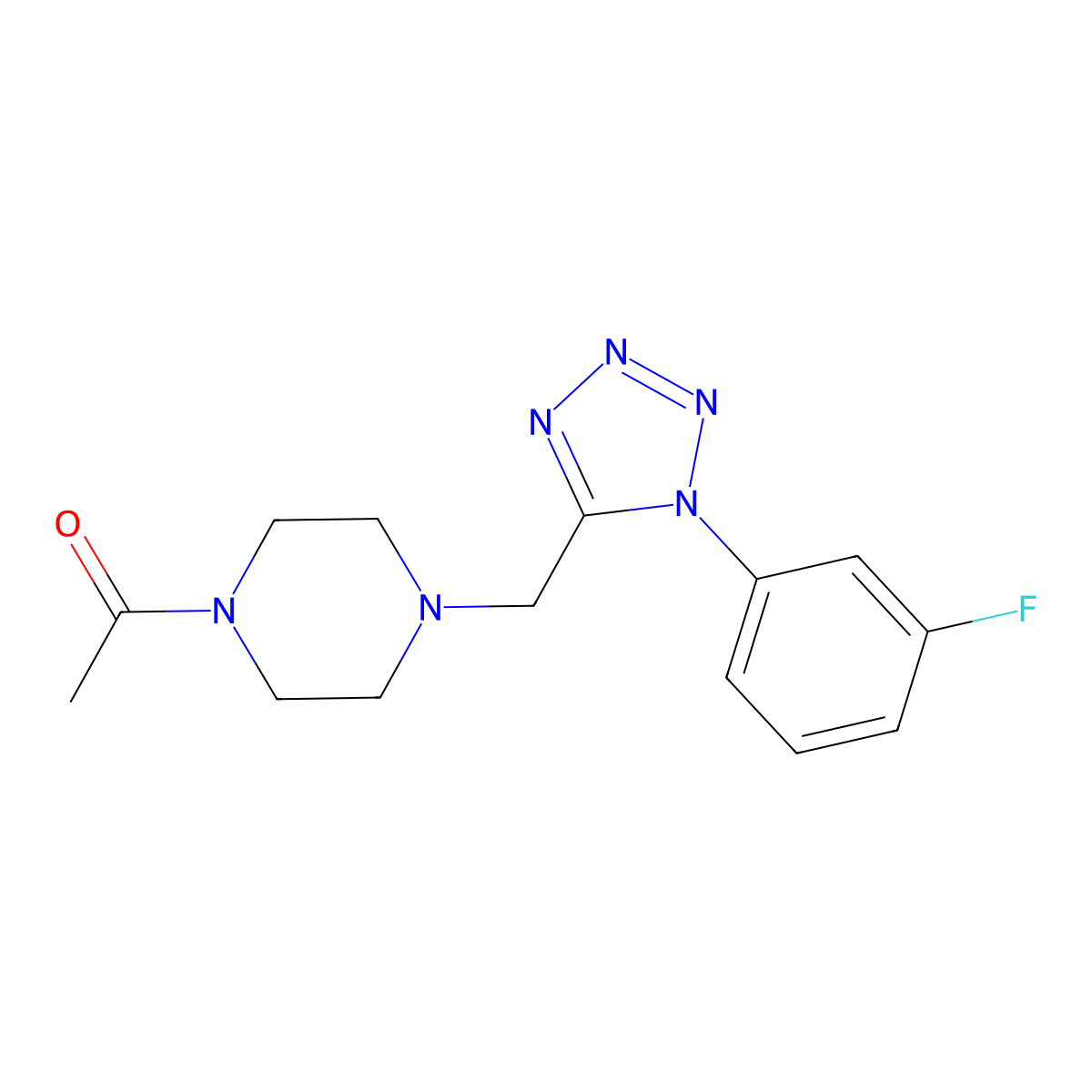 1-(4-((1-(3-fluorophenyl)-1H-tetrazol-5-yl)methyl)piperazin-1-yl)ethanone molecular structure, CAS 1049405-32-4