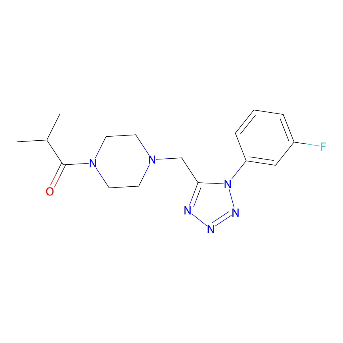 1-(4-((1-(3-fluorophenyl)-1H-tetrazol-5-yl)methyl)piperazin-1-yl)-2-methylpropan-1-one molecular structure, CAS 1049405-39-1