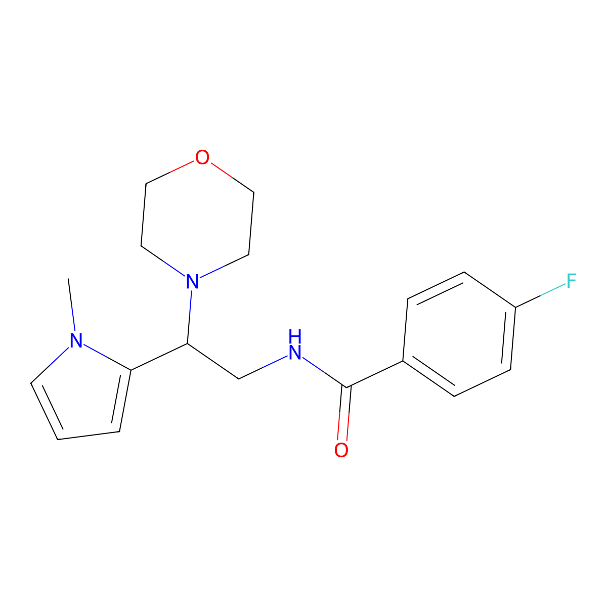 4-fluoro-N-(2-(1-methyl-1H-pyrrol-2-yl)-2-morpholinoethyl)benzamide molecular structure, CAS 1049407-49-9