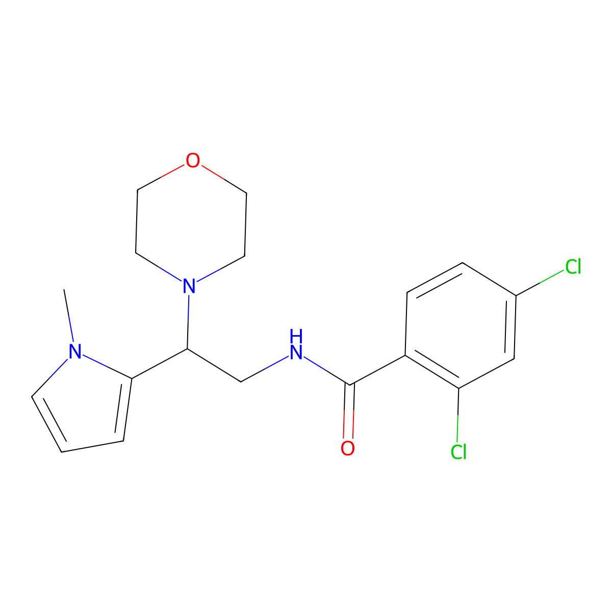 2,4-dichloro-N-(2-(1-methyl-1H-pyrrol-2-yl)-2-morpholinoethyl)benzamide molecular structure, CAS 1049407-67-1