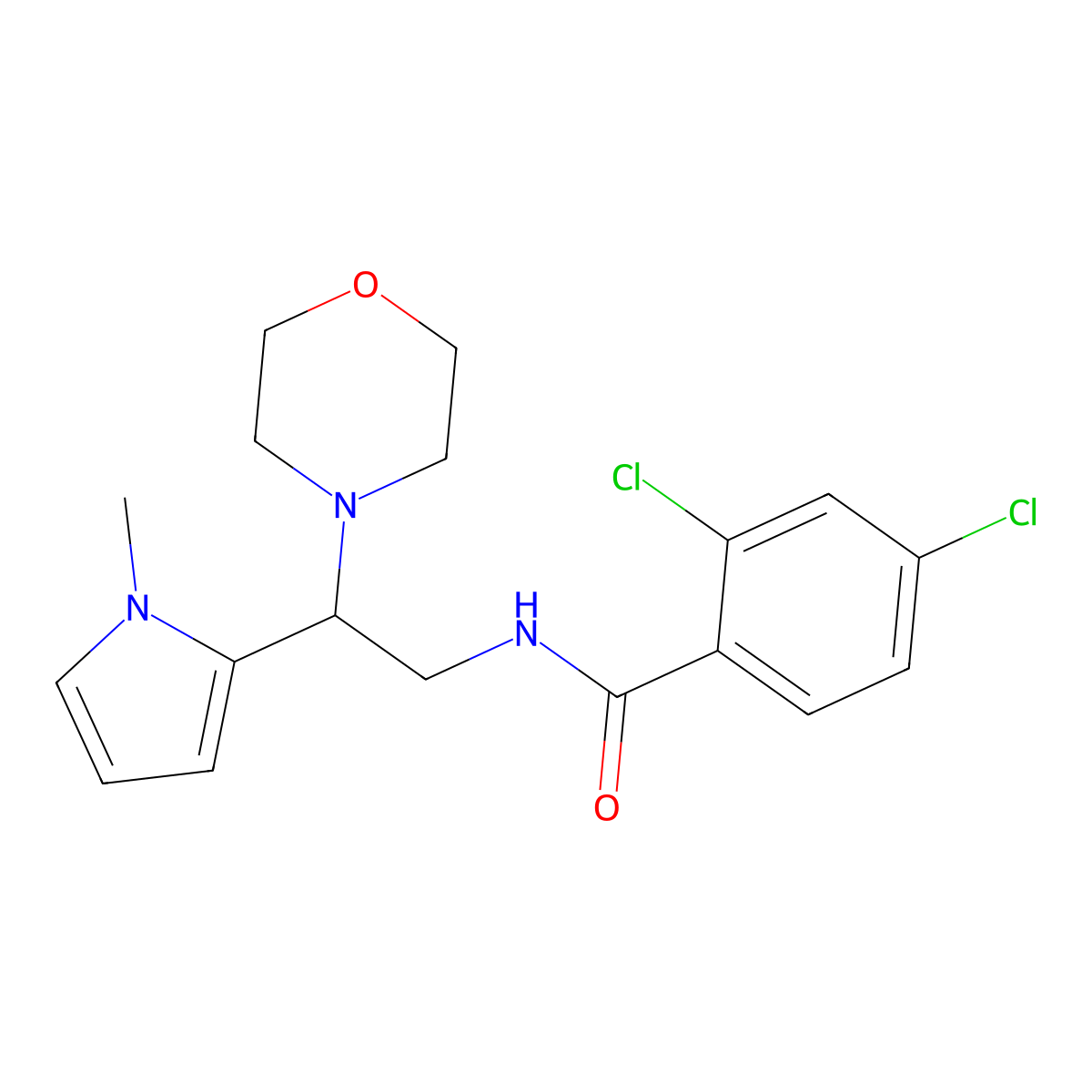 2,4-dichloro-N-(2-(1-methyl-1H-pyrrol-2-yl)-2-morpholinoethyl)benzamide molecular structure, CAS 1049407-67-1