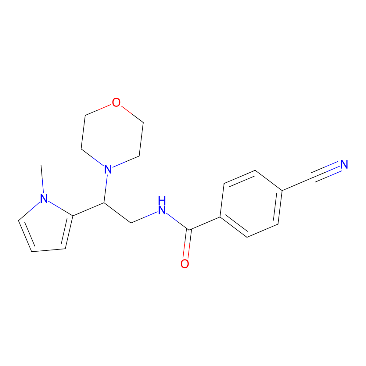 4-cyano-N-(2-(1-methyl-1H-pyrrol-2-yl)-2-morpholinoethyl)benzamide molecular structure, CAS 1049408-11-8