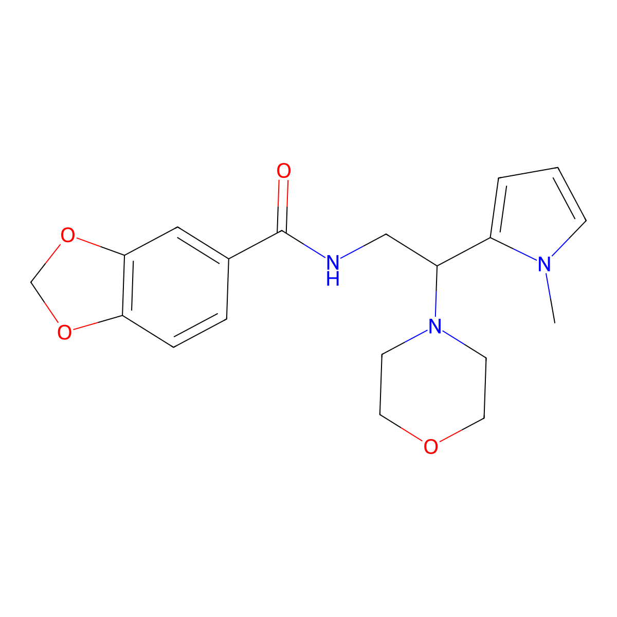 N-(2-(1-methyl-1H-pyrrol-2-yl)-2-morpholinoethyl)benzo[d][1,3]dioxole-5-carboxamide molecular structure, CAS 1049408-52-7