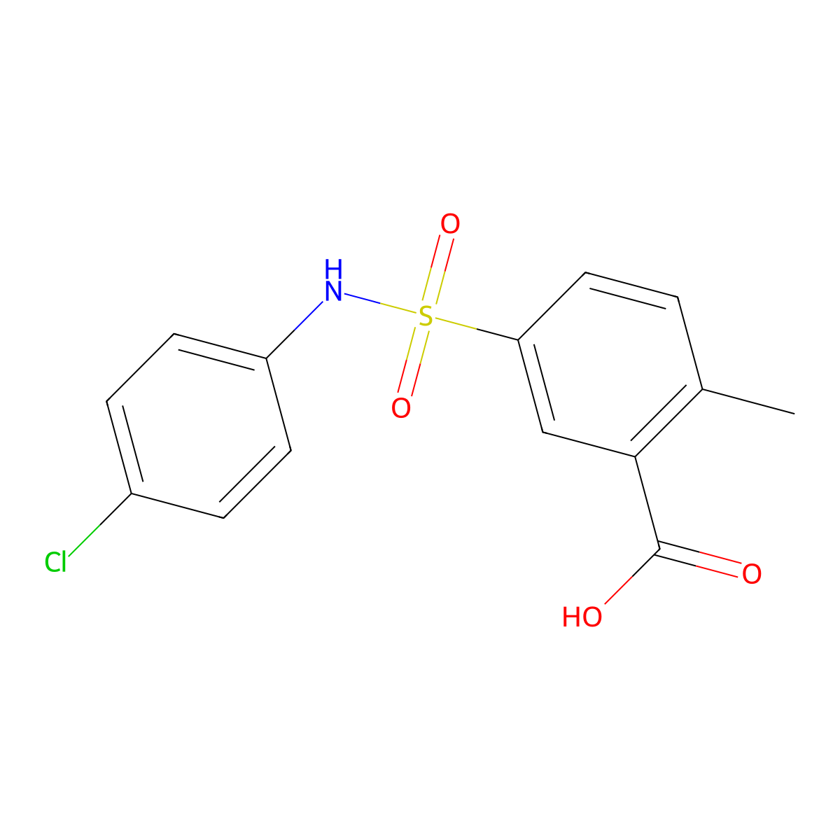 5-[[(4-chlorophenyl)amino]sulfonyl]-2-methylBenzoic acid molecular structure, CAS 104941-53-9