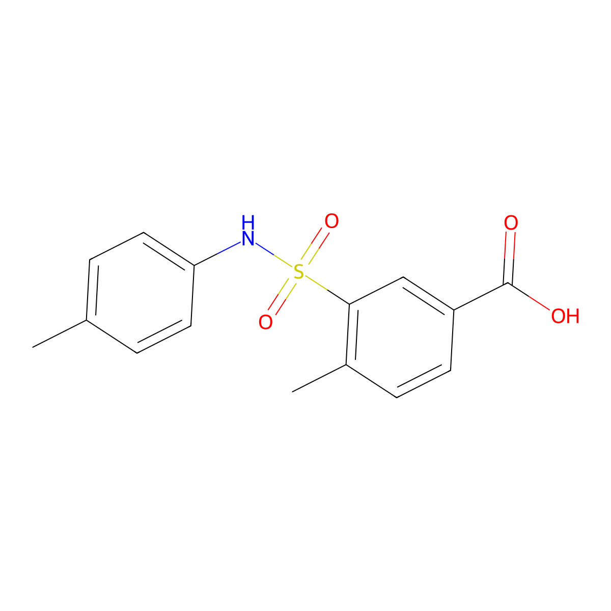 4-Methyl-3-[(4-methylphenyl)sulfamoyl]benzoic acid molecular structure, CAS 104941-65-3