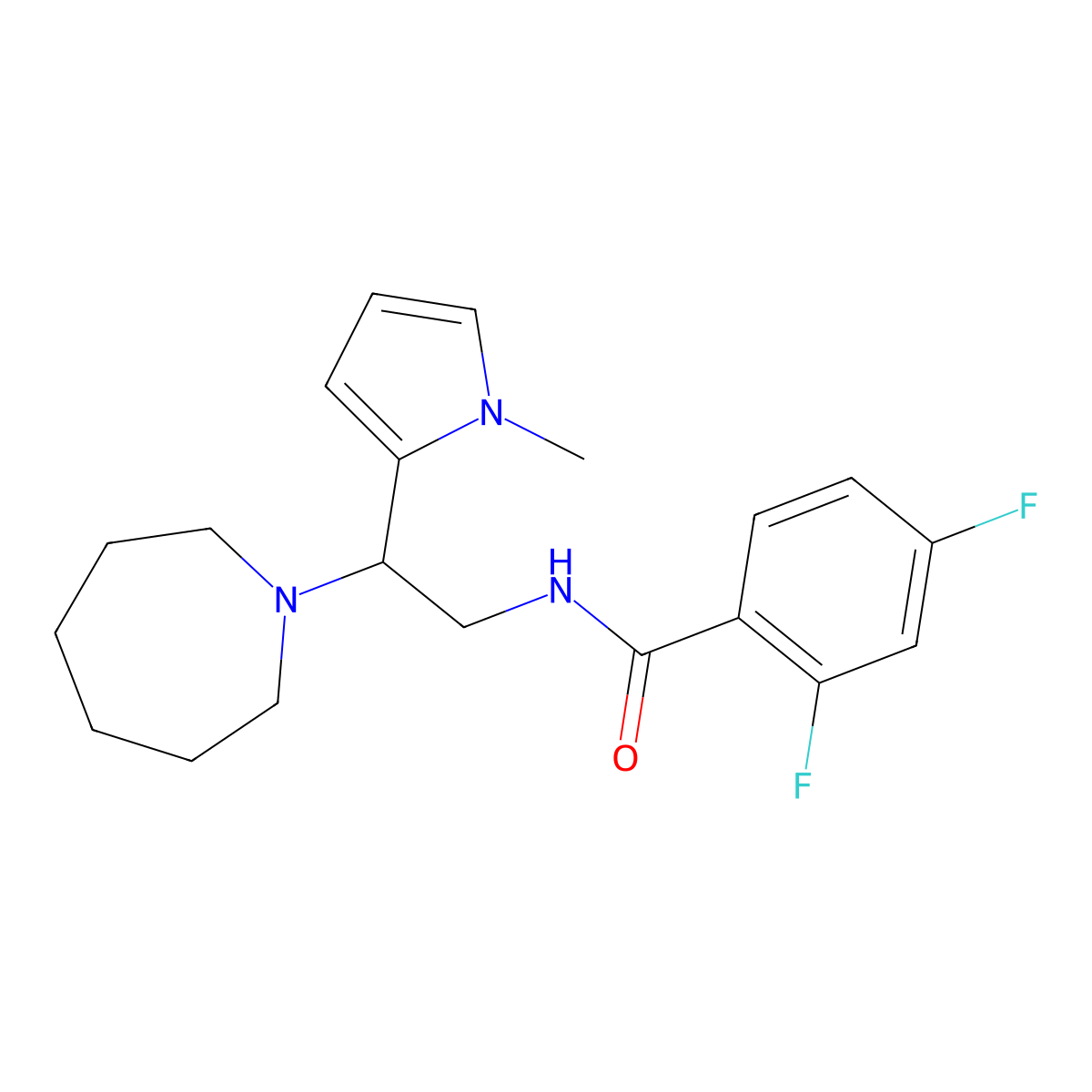 N-[2-(azepan-1-yl)-2-(1-methyl-1H-pyrrol-2-yl)ethyl]-2,4-difluorobenzamide molecular structure, CAS 1049410-60-7