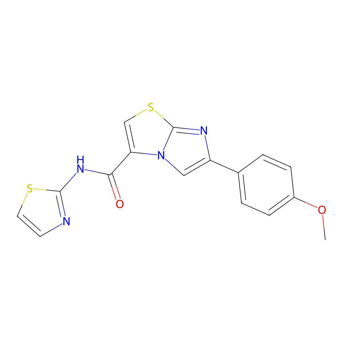 6-(4-methoxyphenyl)-N-(thiazol-2-yl)imidazo[2,1-b]thiazole-3-carboxamide molecular structure, CAS 1049410-69-6