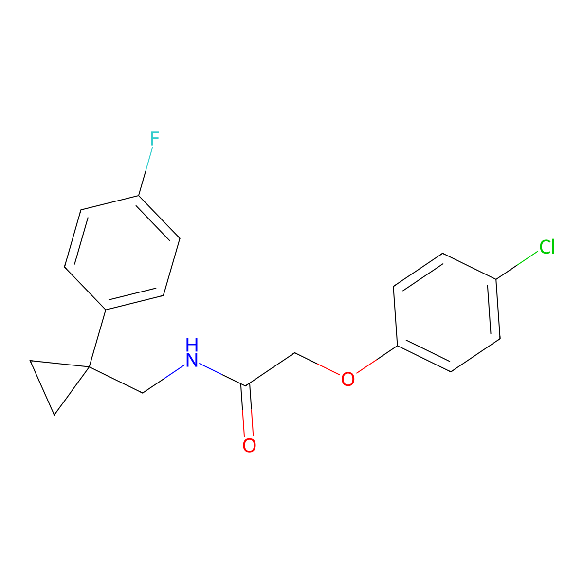 2-(4-chlorophenoxy)-N-((1-(4-fluorophenyl)cyclopropyl)methyl)acetamide molecular structure, CAS 1049412-12-5