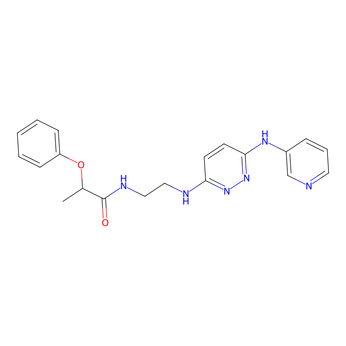 2-phenoxy-N-(2-((6-(pyridin-3-ylamino)pyridazin-3-yl)amino)ethyl)propanamide molecular structure, CAS 1049413-20-8