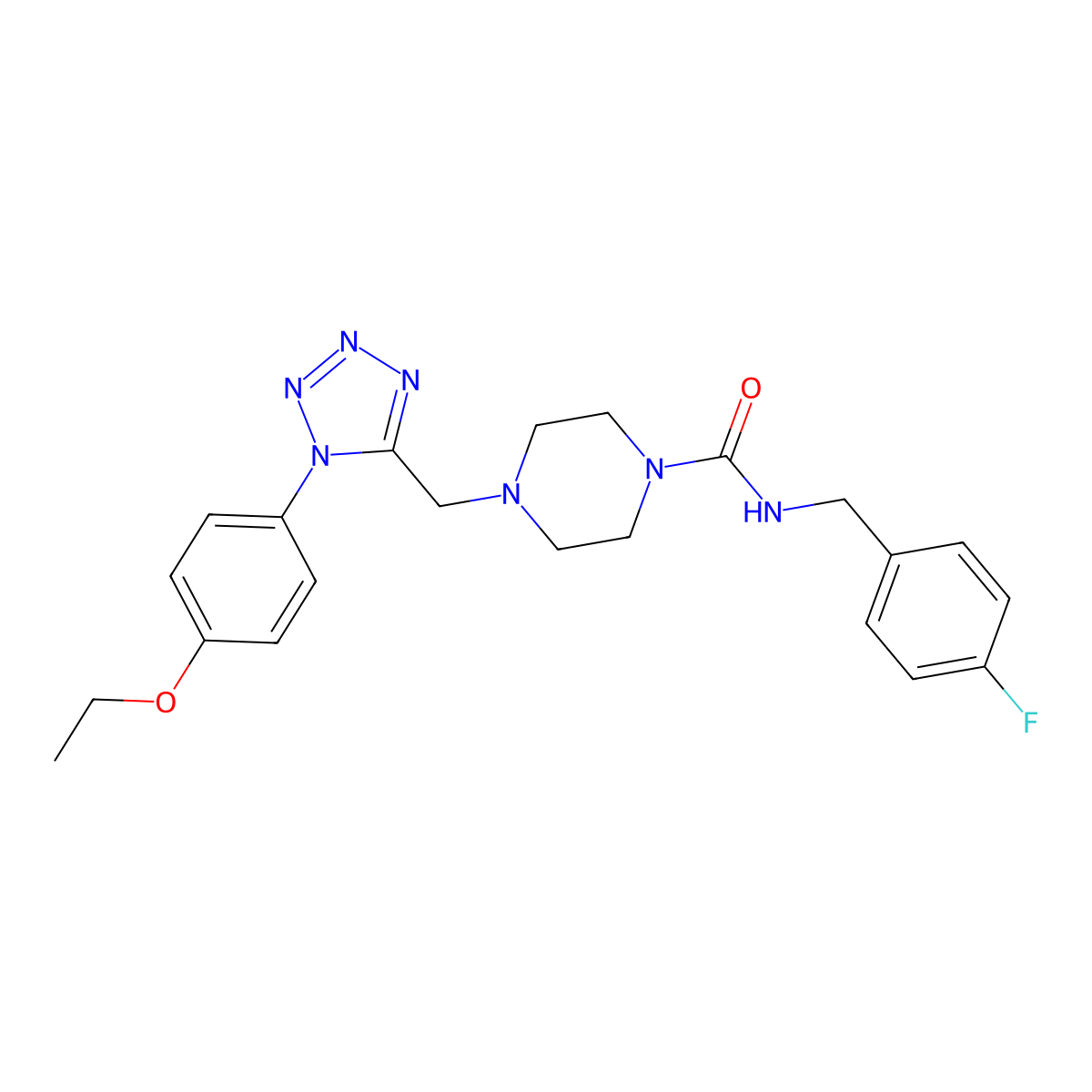 4-((1-(4-ethoxyphenyl)-1H-tetrazol-5-yl)methyl)-N-(4-fluorobenzyl)piperazine-1-carboxamide molecular structure, CAS 1049413-65-1