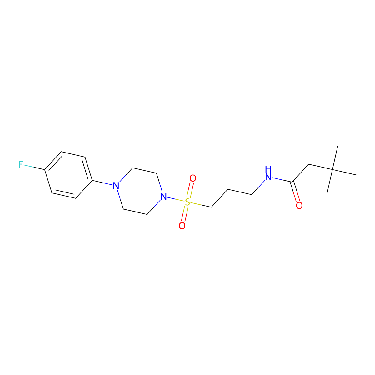 N-(3-{[4-(4-fluorophenyl)piperazin-1-yl]sulfonyl}propyl)-3,3-dimethylbutanamide molecular structure, CAS 1049415-44-2