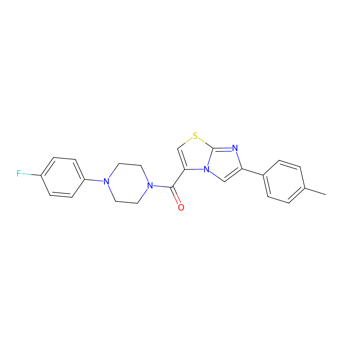(4-(4-Fluorophenyl)piperazin-1-yl)(6-(p-tolyl)imidazo[2,1-b]thiazol-3-yl)methanone molecular structure, CAS 1049415-46-4