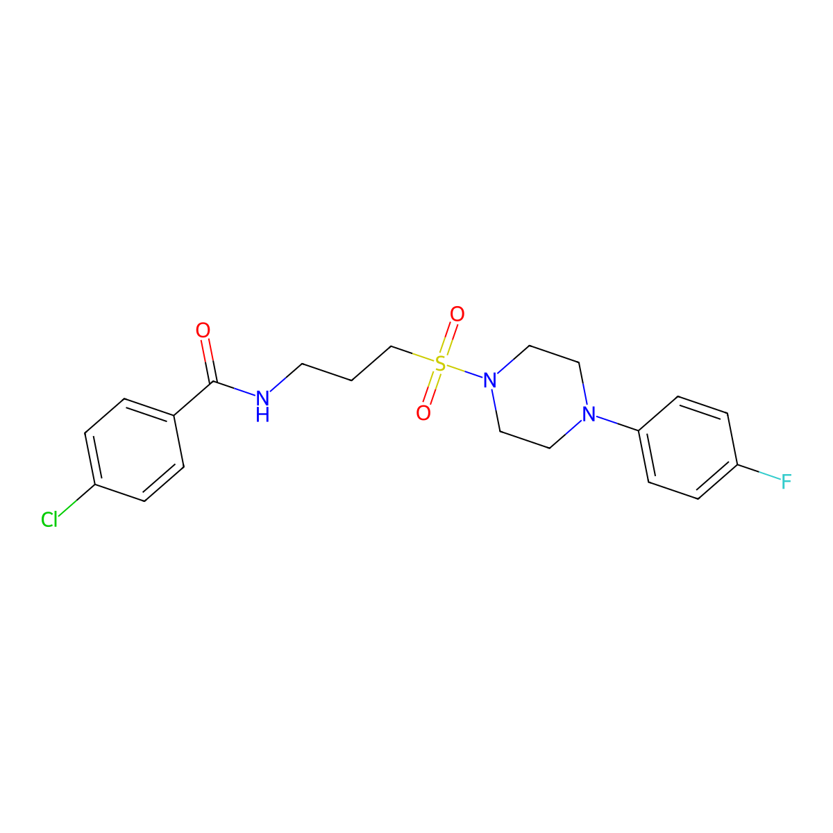 4-chloro-N-(3-{[4-(4-fluorophenyl)piperazin-1-yl]sulfonyl}propyl)benzamide molecular structure, CAS 1049416-37-6