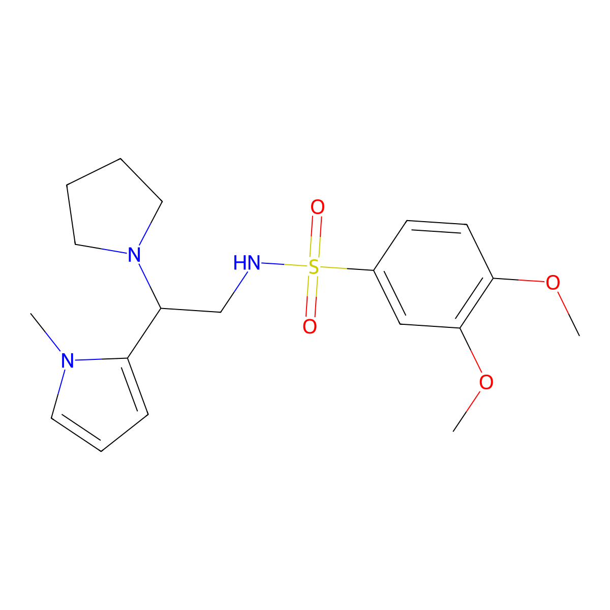 3,4-dimethoxy-N-(2-(1-methyl-1H-pyrrol-2-yl)-2-(pyrrolidin-1-yl)ethyl)benzenesulfonamide molecular structure, CAS 1049417-46-0