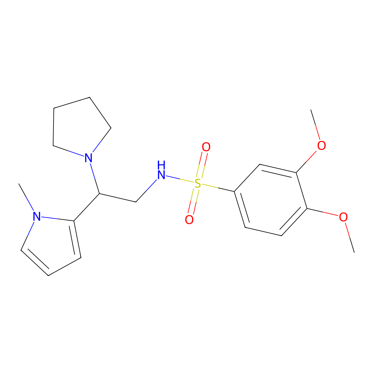 3,4-dimethoxy-N-(2-(1-methyl-1H-pyrrol-2-yl)-2-(pyrrolidin-1-yl)ethyl)benzenesulfonamide molecular structure, CAS 1049417-46-0