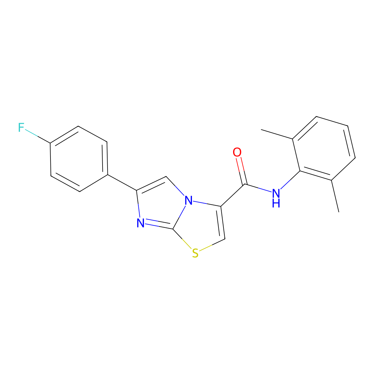 N-(2,6-dimethylphenyl)-6-(4-fluorophenyl)imidazo[2,1-b]thiazole-3-carboxamide molecular structure, CAS 1049418-32-7