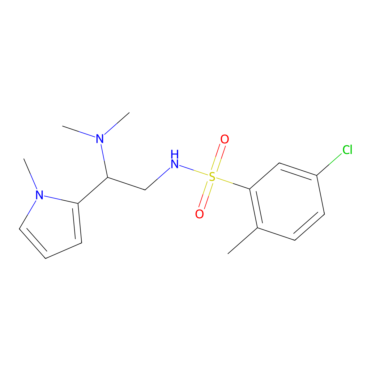 5-chloro-N-(2-(dimethylamino)-2-(1-methyl-1H-pyrrol-2-yl)ethyl)-2-methylbenzenesulfonamide molecular structure, CAS 1049419-08-0
