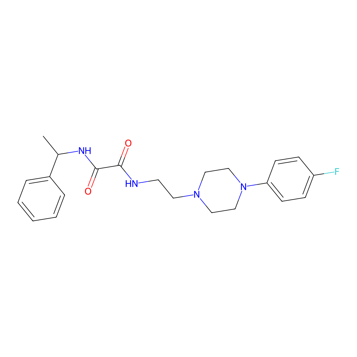 N1-(2-(4-(4-fluorophenyl)piperazin-1-yl)ethyl)-N2-(1-phenylethyl)oxalamide molecular structure, CAS 1049419-49-9