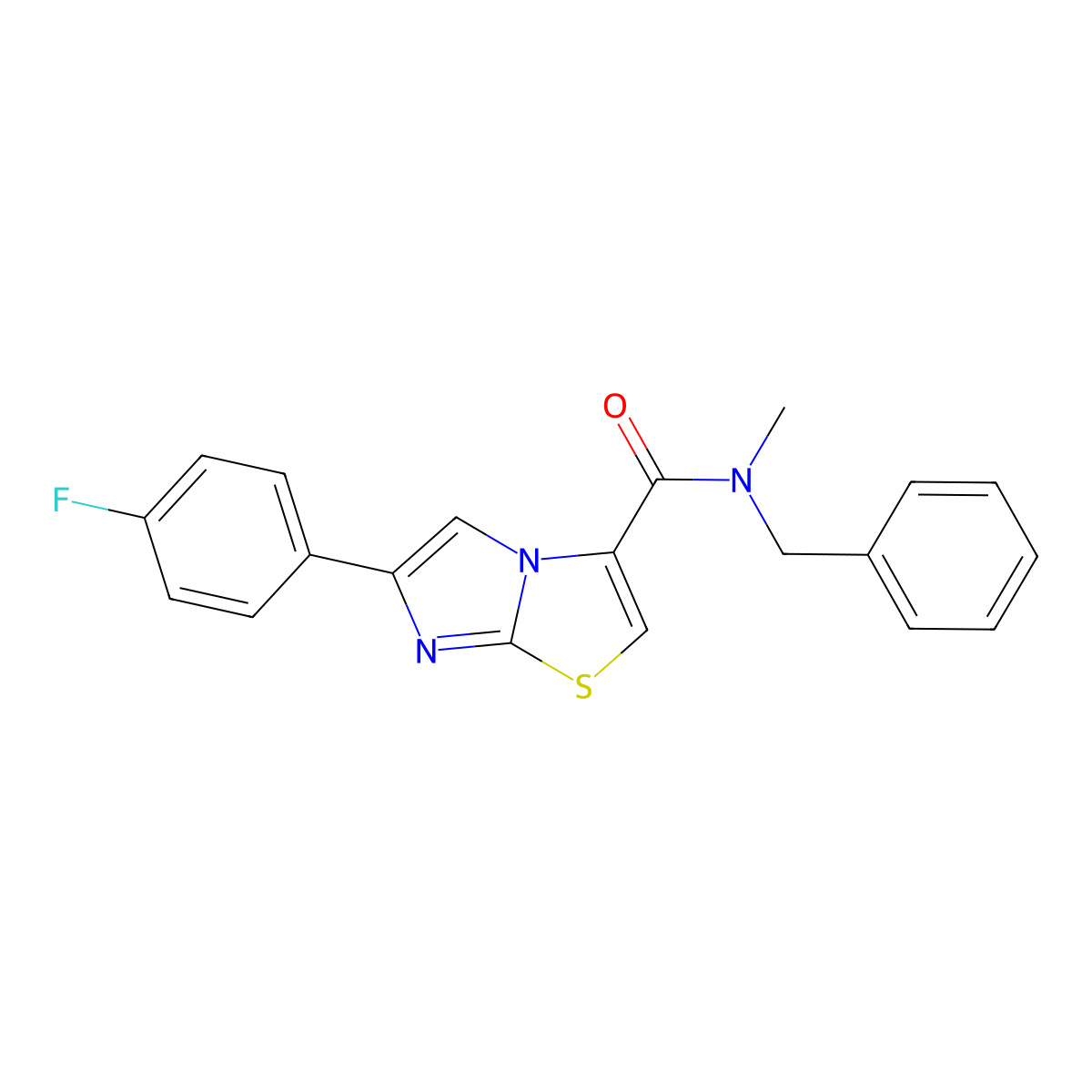 N-benzyl-6-(4-fluorophenyl)-N-methylimidazo[2,1-b]thiazole-3-carboxamide molecular structure, CAS 1049419-62-6