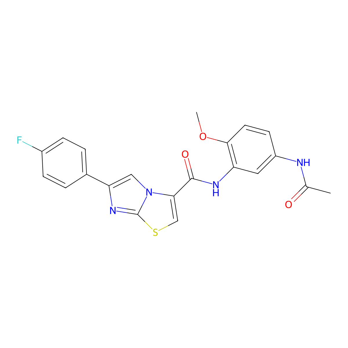 N-(5-acetamido-2-methoxyphenyl)-6-(4-fluorophenyl)imidazo[2,1-b]thiazole-3-carboxamide molecular structure, CAS 1049419-82-0