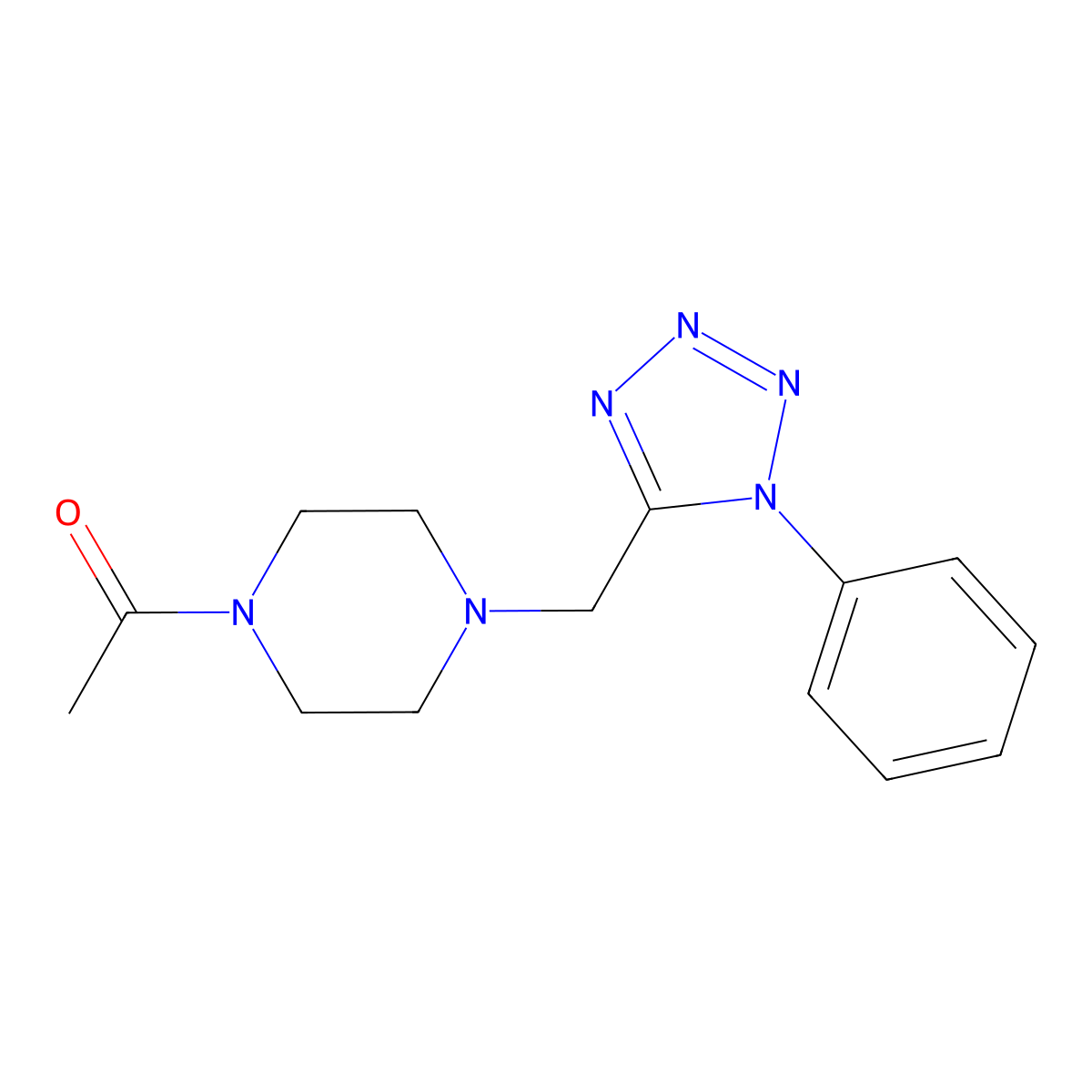 1-(4-((1-phenyl-1H-tetrazol-5-yl)methyl)piperazin-1-yl)ethanone molecular structure, CAS 1049423-05-3