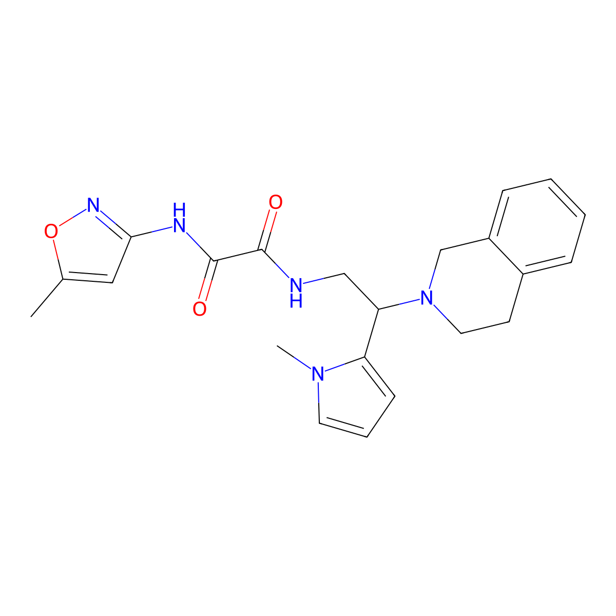 N1-(2-(3,4-dihydroisoquinolin-2(1H)-yl)-2-(1-methyl-1H-pyrrol-2-yl)ethyl)-N2-(5-methylisoxazol-3-yl)oxalamide molecular structure, CAS 1049423-17-7