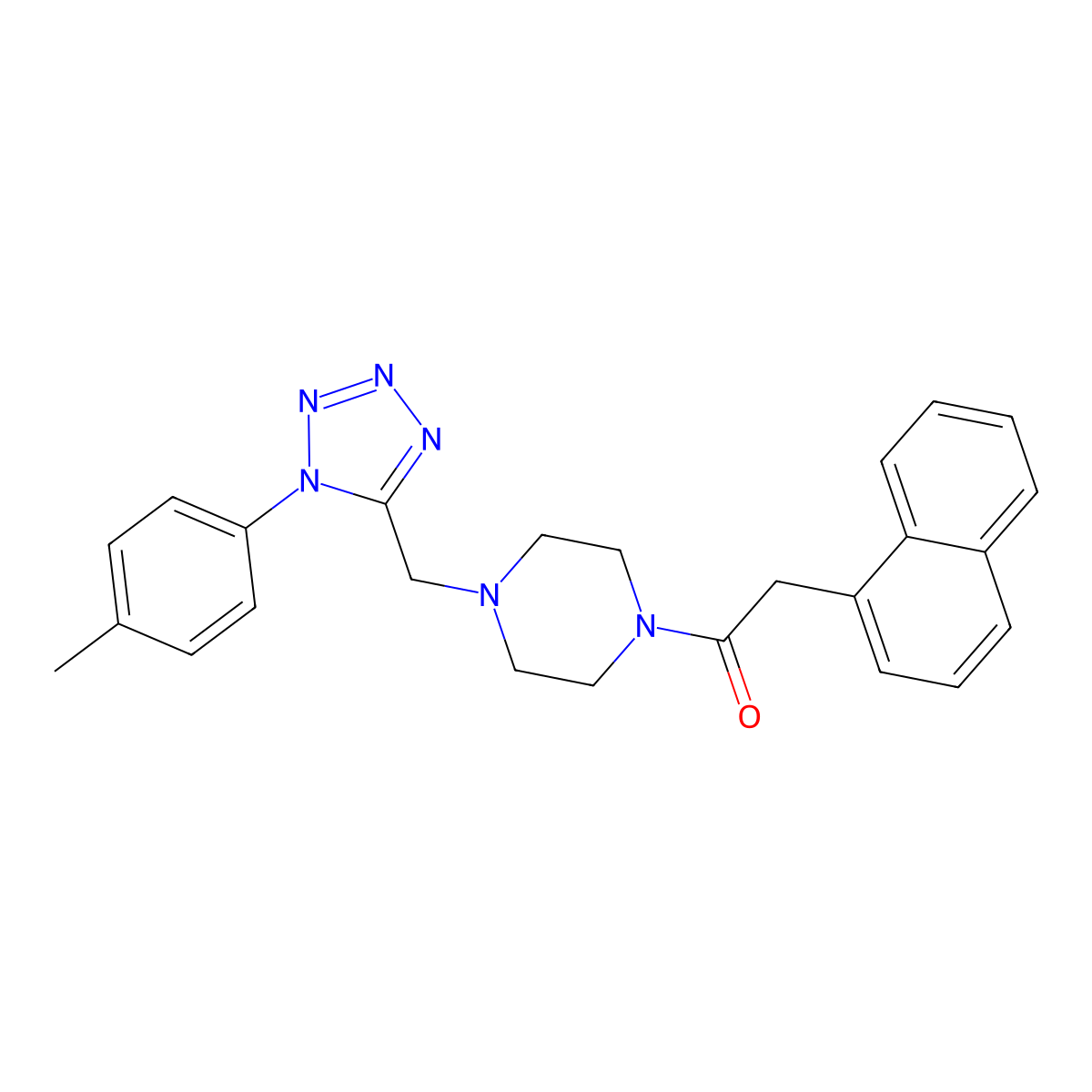 2-(naphthalen-1-yl)-1-(4-((1-(p-tolyl)-1H-tetrazol-5-yl)methyl)piperazin-1-yl)ethanone molecular structure, CAS 1049423-42-8