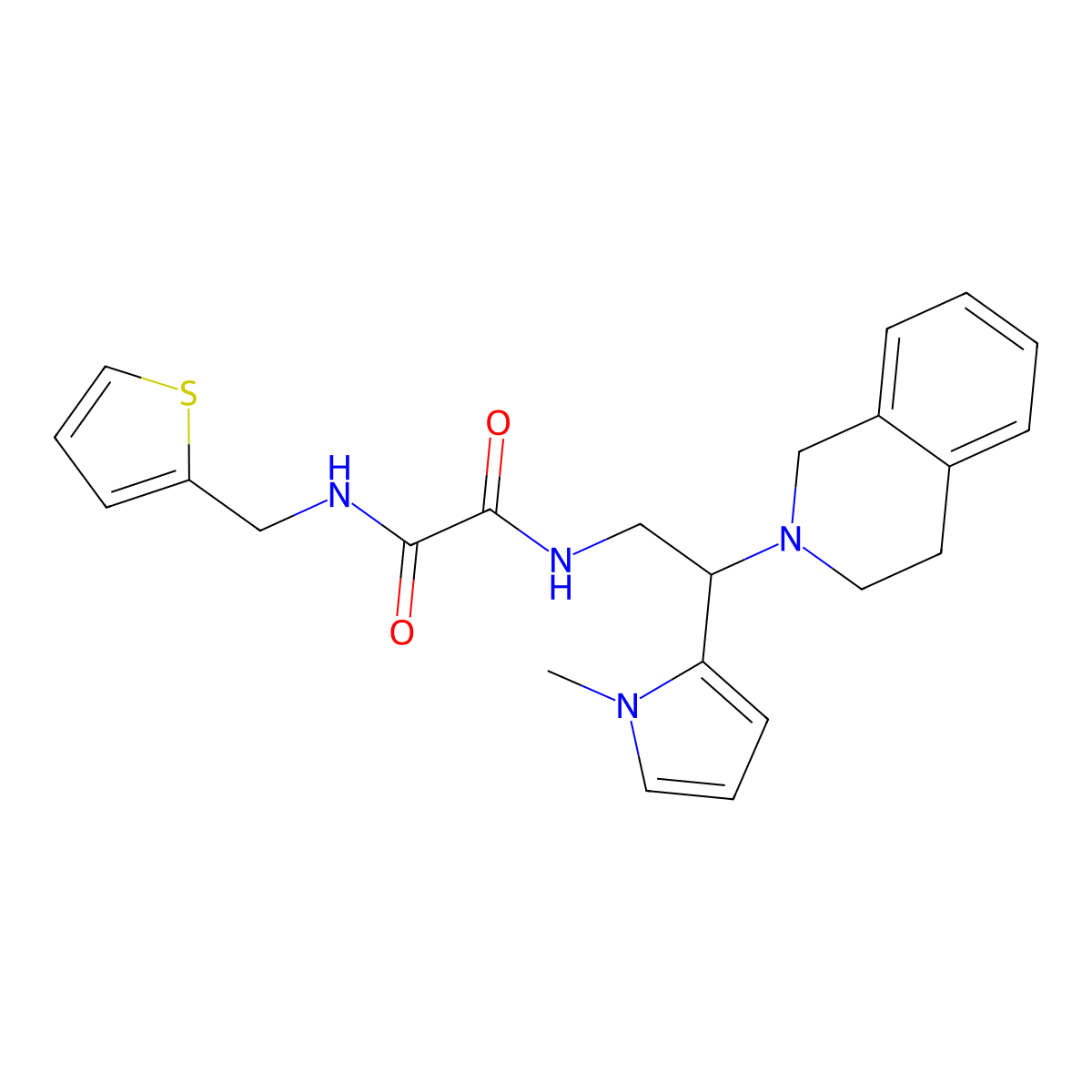 N1-(2-(3,4-dihydroisoquinolin-2(1H)-yl)-2-(1-methyl-1H-pyrrol-2-yl)ethyl)-N2-(thiophen-2-ylmethyl)oxalamide molecular structure, CAS 1049423-65-5