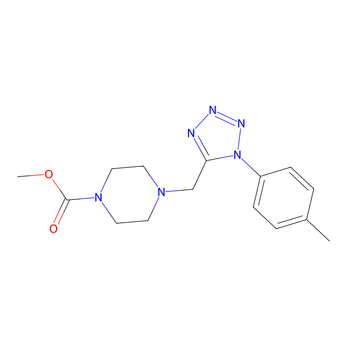 methyl 4-((1-(p-tolyl)-1H-tetrazol-5-yl)methyl)piperazine-1-carboxylate molecular structure, CAS 1049424-82-9