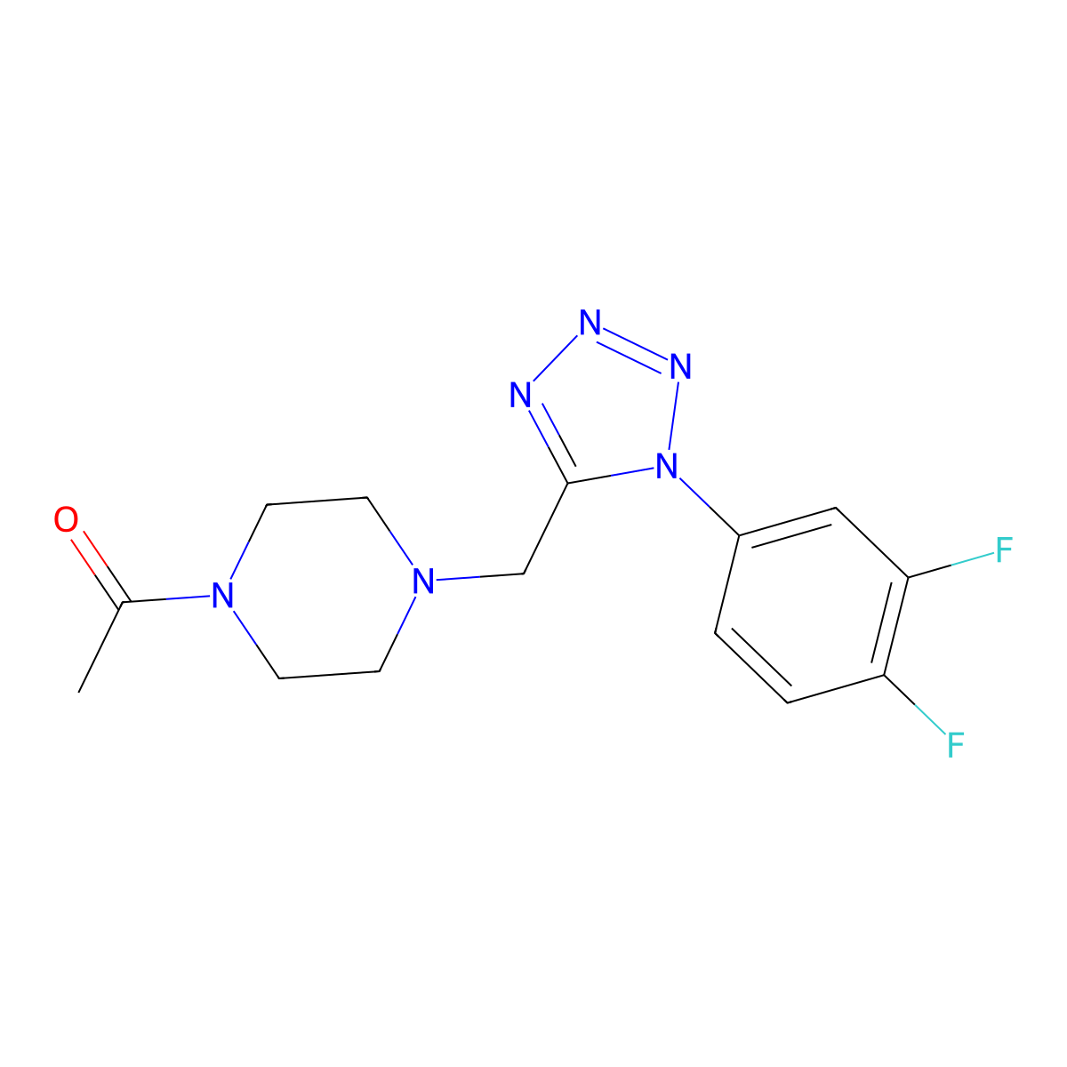 1-(4-((1-(3,4-difluorophenyl)-1H-tetrazol-5-yl)methyl)piperazin-1-yl)ethanone molecular structure, CAS 1049425-21-9