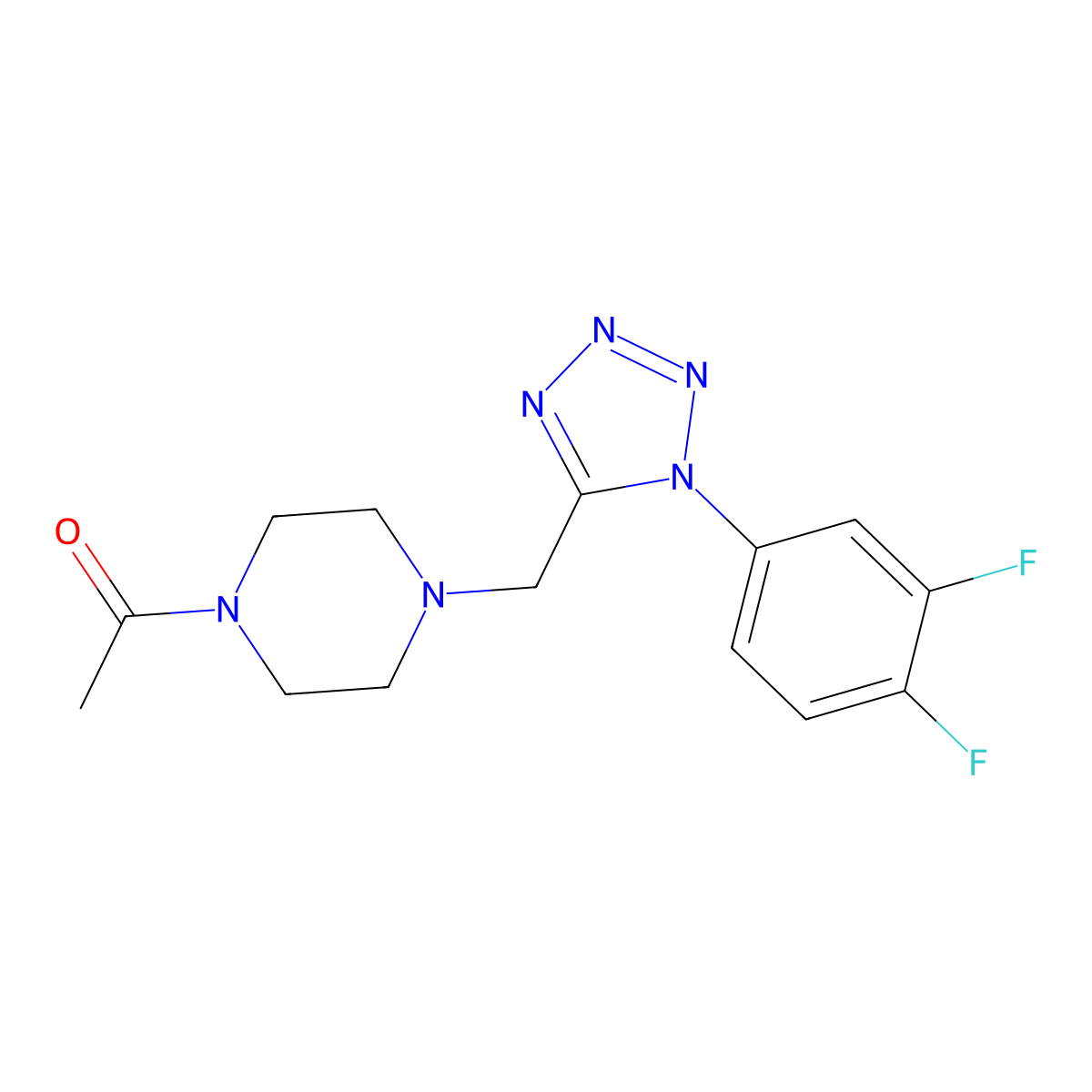 1-(4-((1-(3,4-difluorophenyl)-1H-tetrazol-5-yl)methyl)piperazin-1-yl)ethanone molecular structure, CAS 1049425-21-9