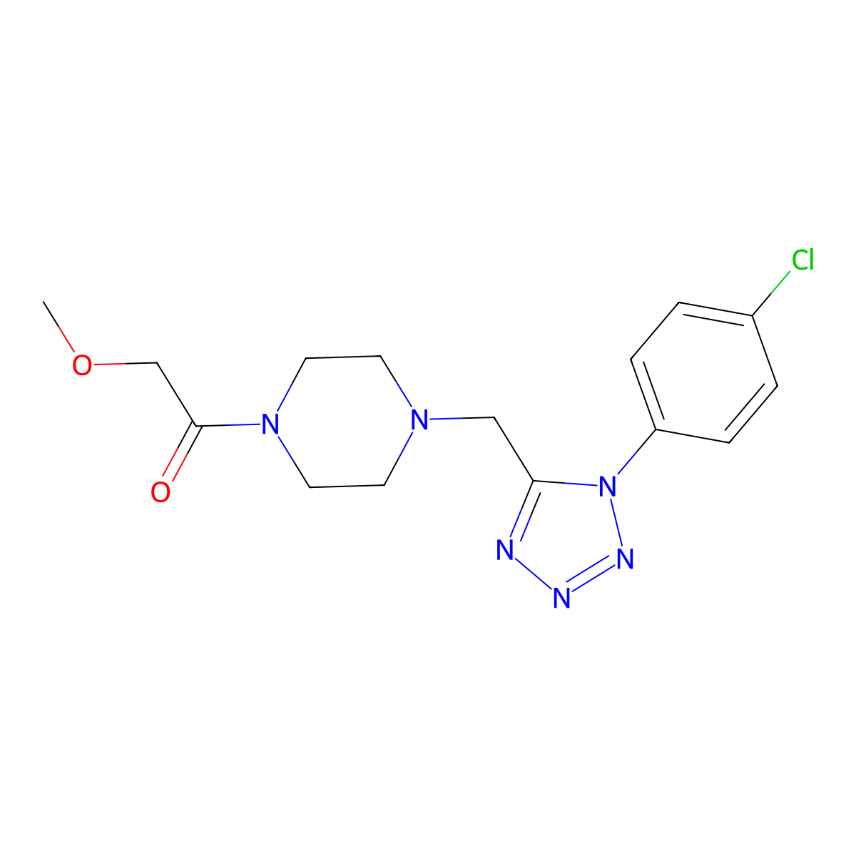 1-(4-((1-(4-chlorophenyl)-1H-tetrazol-5-yl)methyl)piperazin-1-yl)-2-methoxyethanone molecular structure, CAS 1049427-09-9