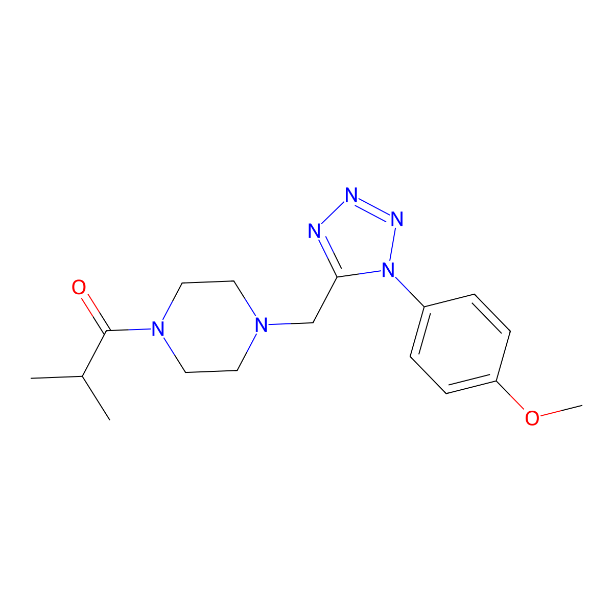 1-(4-{[1-(4-methoxyphenyl)-1H-1,2,3,4-tetrazol-5-yl]methyl}piperazin-1-yl)-2-methylpropan-1-one molecular structure, CAS 1049428-33-2