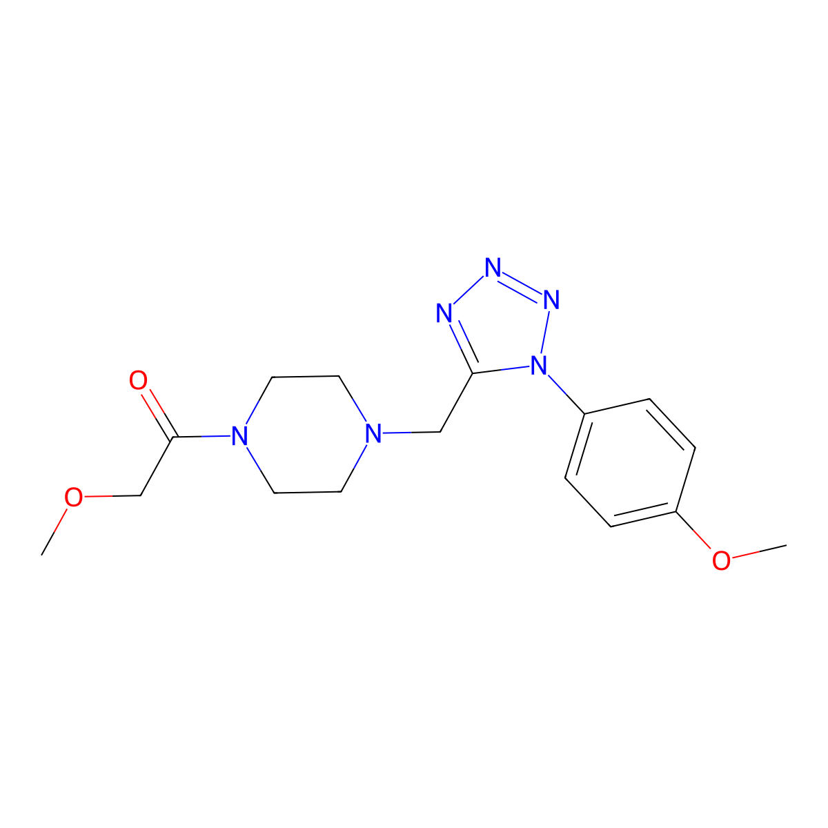 2-methoxy-1-(4-((1-(4-methoxyphenyl)-1H-tetrazol-5-yl)methyl)piperazin-1-yl)ethanone molecular structure, CAS 1049428-61-6