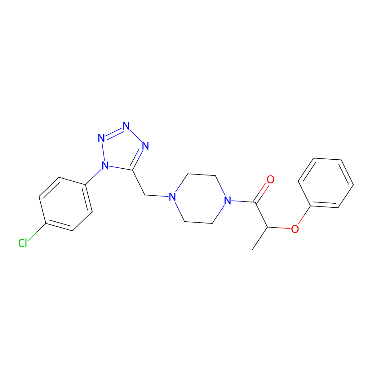 1-(4-((1-(4-chlorophenyl)-1H-tetrazol-5-yl)methyl)piperazin-1-yl)-2-phenoxypropan-1-one molecular structure, CAS 1049428-66-1
