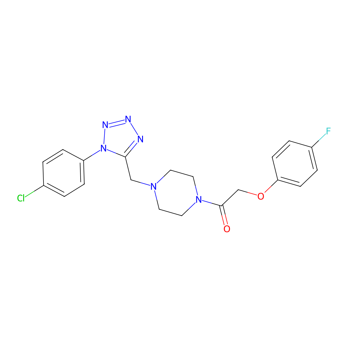 1-(4-((1-(4-chlorophenyl)-1H-tetrazol-5-yl)methyl)piperazin-1-yl)-2-(4-fluorophenoxy)ethanone molecular structure, CAS 1049428-96-7