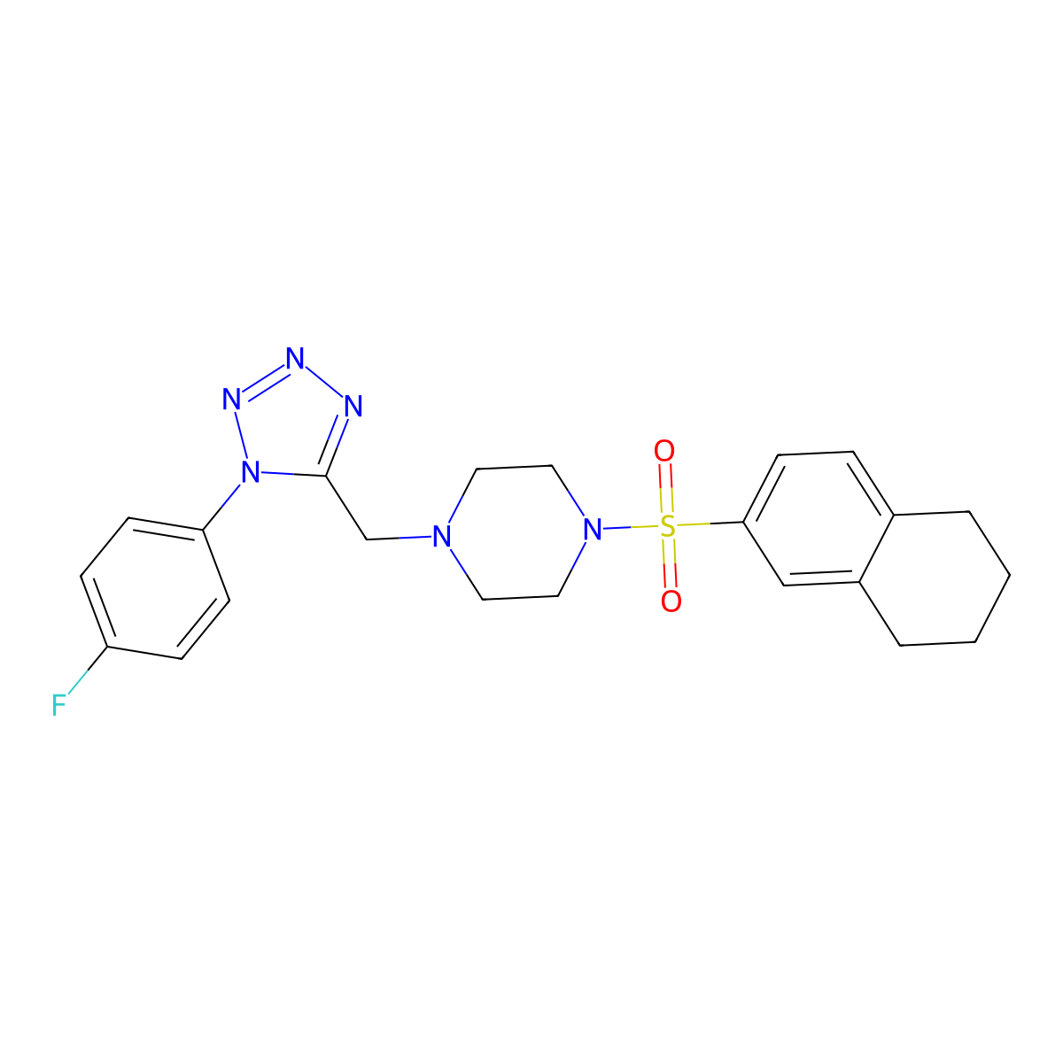 1-((1-(4-fluorophenyl)-1H-tetrazol-5-yl)methyl)-4-((5,6,7,8-tetrahydronaphthalen-2-yl)sulfonyl)piperazine molecular structure, CAS 1049429-77-7