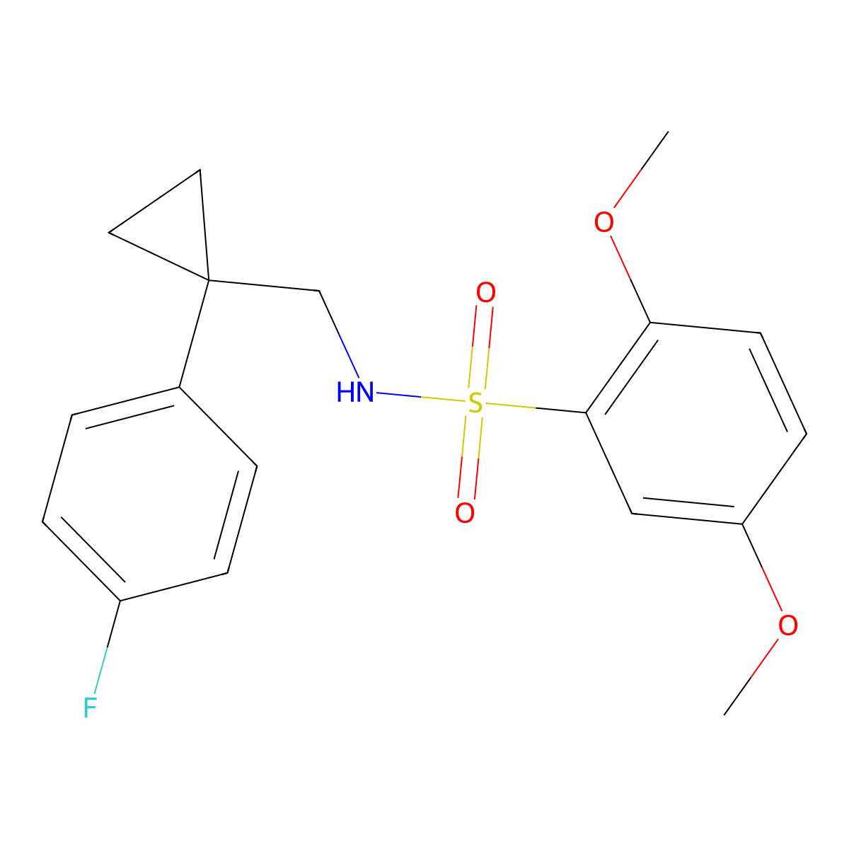 N-((1-(4-fluorophenyl)cyclopropyl)methyl)-2,5-dimethoxybenzenesulfonamide molecular structure, CAS 1049432-01-0