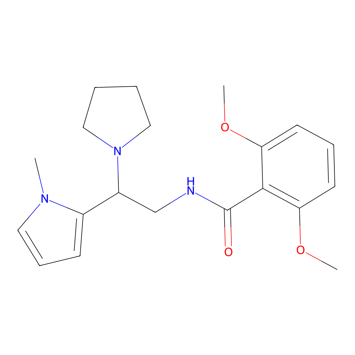 2,6-dimethoxy-N-(2-(1-methyl-1H-pyrrol-2-yl)-2-(pyrrolidin-1-yl)ethyl)benzamide molecular structure, CAS 1049432-13-4