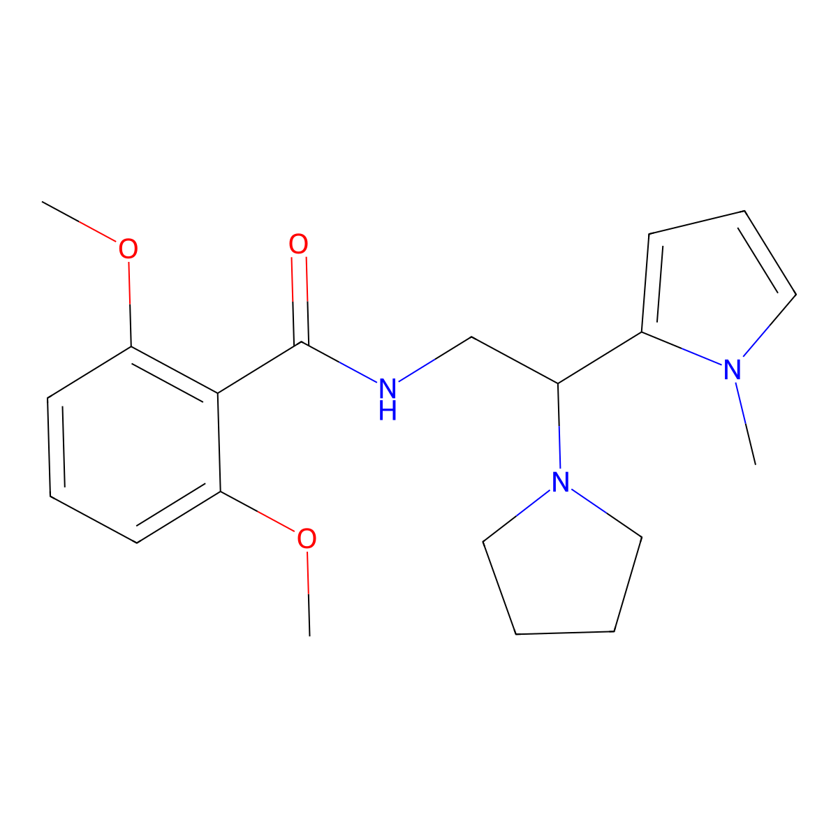 2,6-dimethoxy-N-(2-(1-methyl-1H-pyrrol-2-yl)-2-(pyrrolidin-1-yl)ethyl)benzamide molecular structure, CAS 1049432-13-4