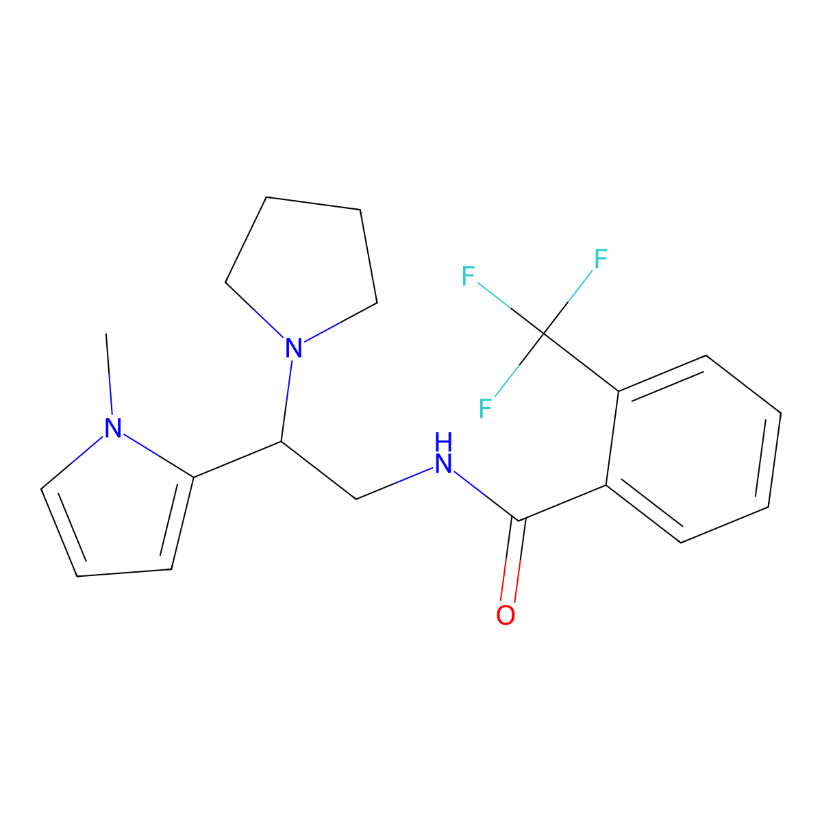 N-[2-(1-methyl-1H-pyrrol-2-yl)-2-(pyrrolidin-1-yl)ethyl]-2-(trifluoromethyl)benzamide molecular structure, CAS 1049432-69-0
