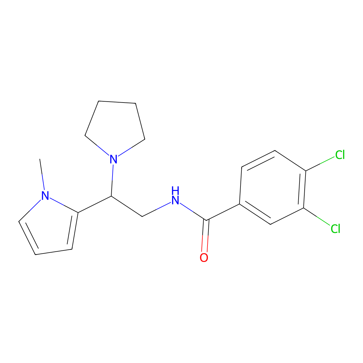 3,4-dichloro-N-[2-(1-methyl-1H-pyrrol-2-yl)-2-(pyrrolidin-1-yl)ethyl]benzamide molecular structure, CAS 1049432-93-0