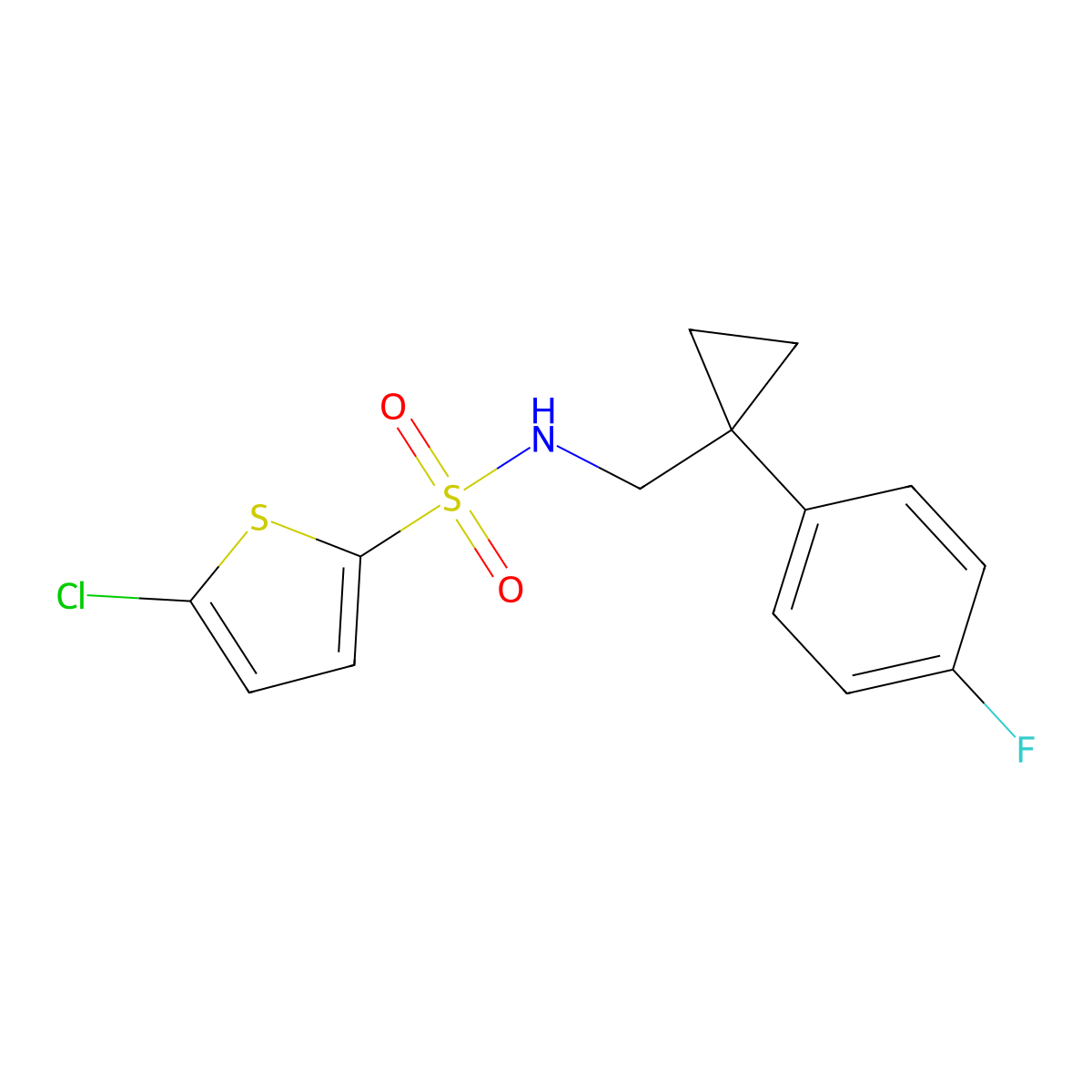5-chloro-N-((1-(4-fluorophenyl)cyclopropyl)methyl)thiophene-2-sulfonamide molecular structure, CAS 1049433-05-7