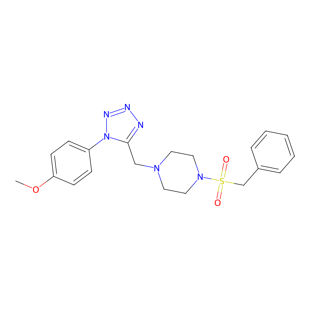 1-(benzylsulfonyl)-4-((1-(4-methoxyphenyl)-1H-tetrazol-5-yl)methyl)piperazine molecular structure, CAS 1049433-60-4
