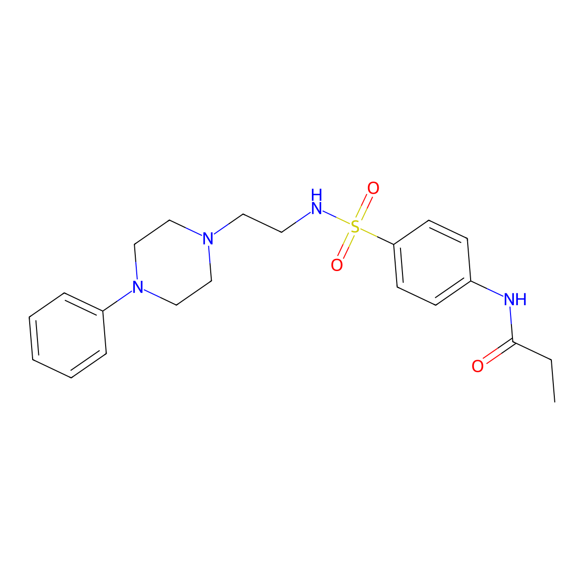 N-(4-(N-(2-(4-phenylpiperazin-1-yl)ethyl)sulfamoyl)phenyl)propionamide molecular structure, CAS 1049433-91-1