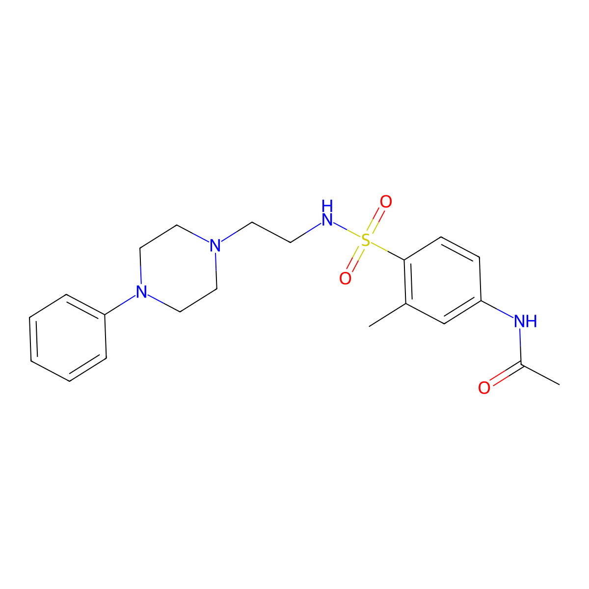 N-(3-methyl-4-(N-(2-(4-phenylpiperazin-1-yl)ethyl)sulfamoyl)phenyl)acetamide molecular structure, CAS 1049433-99-9