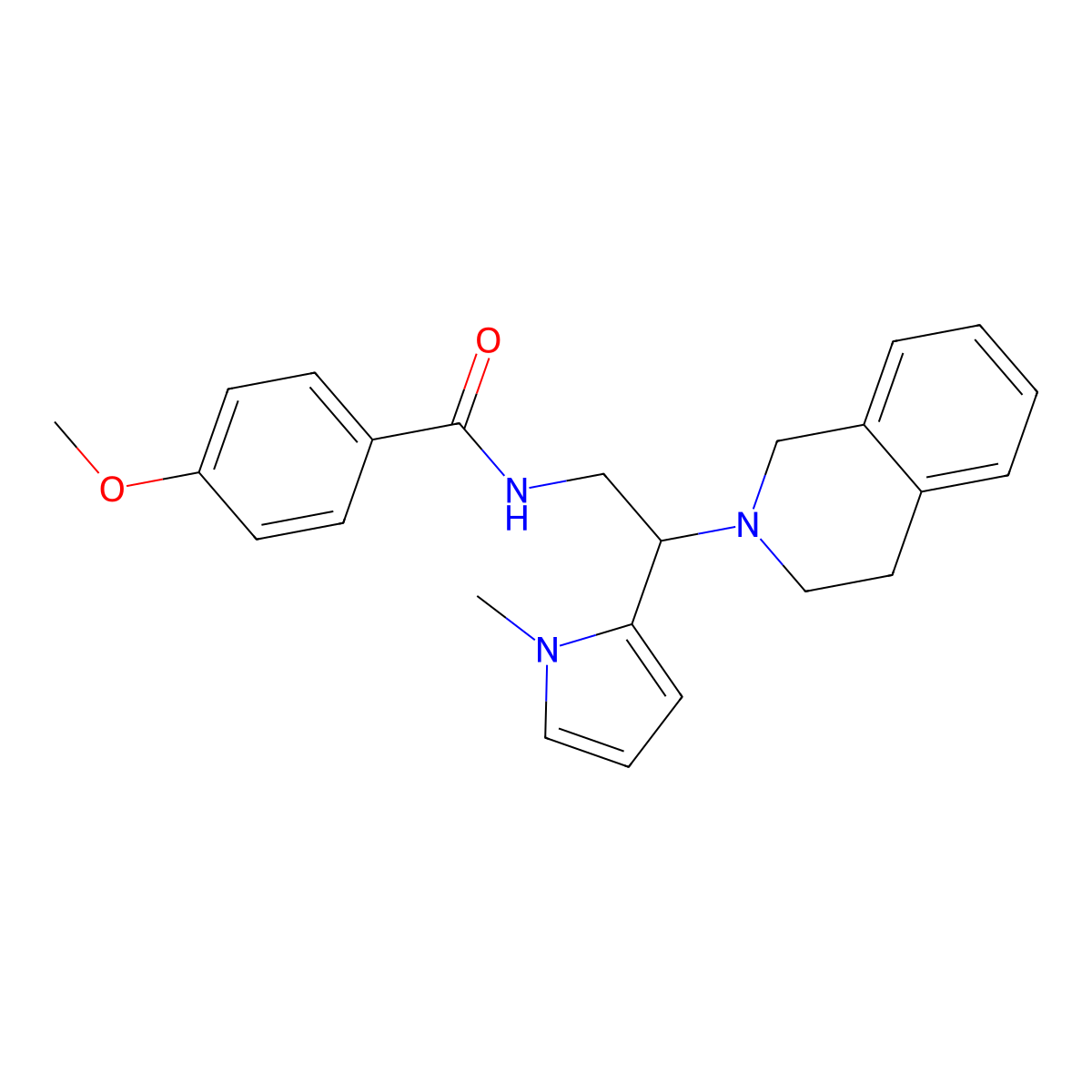 N-(2-(3,4-dihydroisoquinolin-2(1H)-yl)-2-(1-methyl-1H-pyrrol-2-yl)ethyl)-4-methoxybenzamide molecular structure, CAS 1049434-49-2