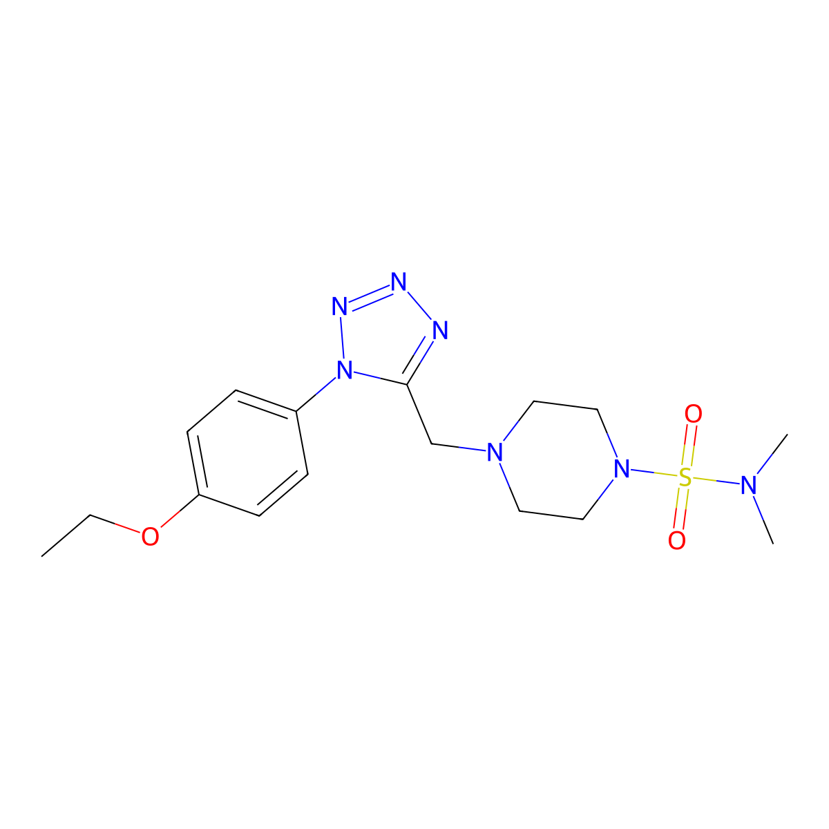 4-((1-(4-ethoxyphenyl)-1H-tetrazol-5-yl)methyl)-N,N-dimethylpiperazine-1-sulfonamide molecular structure, CAS 1049434-59-4